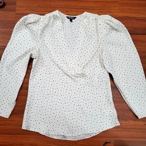 NWOT Express faux wrap polka dot tunic,  long sleeve
